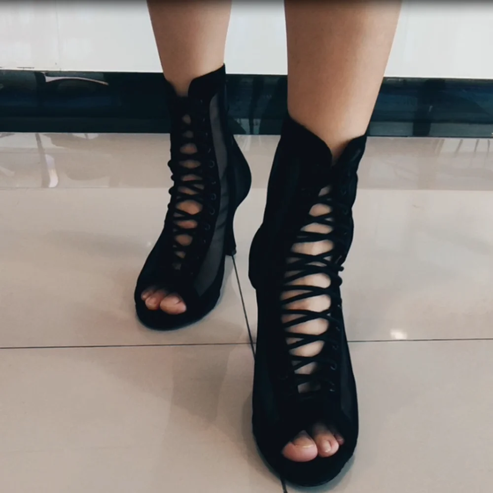 Evkoodance New Latin Dance Boots Ladies Salsa Tango Indoor Dance Shoes Nubuck High Heel Professional Ballroom Dance Shoe Women