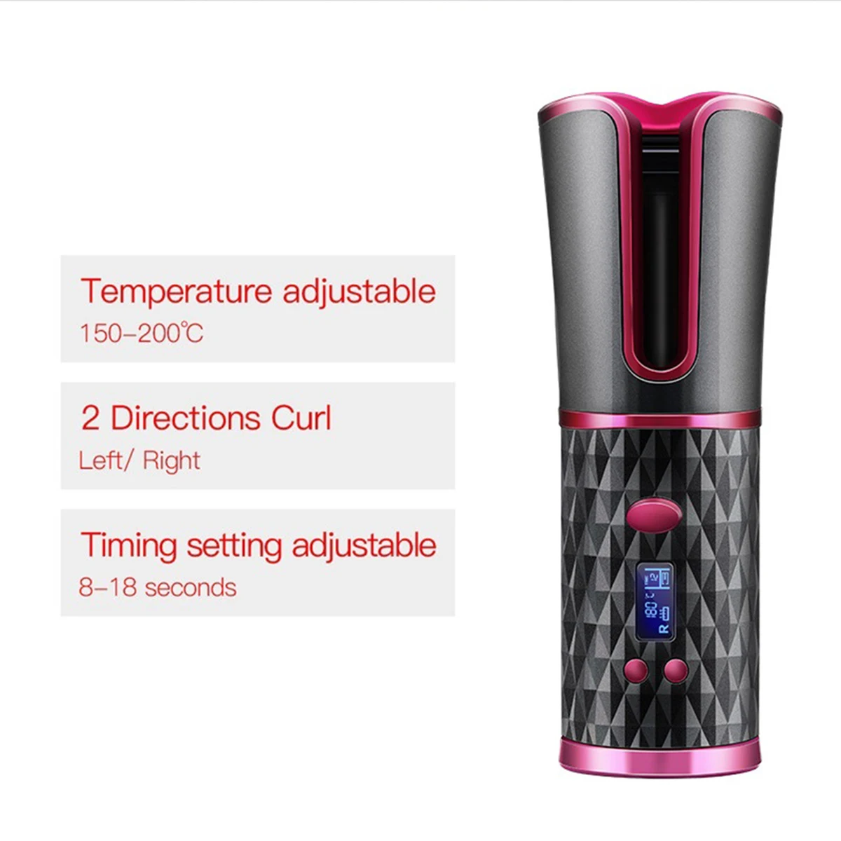 Плойка керамическая вращающаяся перезаряжаемая с ЖК-дисплесветодиодный |