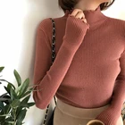 Женский трикотажный пуловер LJSXLS, с высоким воротником и рюшами, Осень-зима 2021