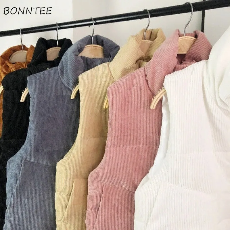 Жилет женский вельветовый однобортный утепленный жилет без рукавов однотонный