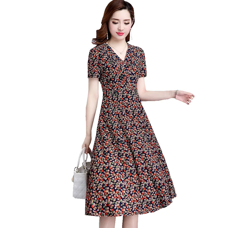 

Женское летнее платье с принтом, свободное платье большого размера в уличном стиле, новинка, элегантные сексуальные женские платья с V-образ...