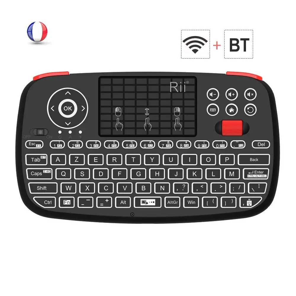 Rii i4 испанская Bluetooth клавиатура мини беспроводная клавиатура с QWERTY клавиатура с задней подсветкой, тачпад для Apple iOS/Android/Window