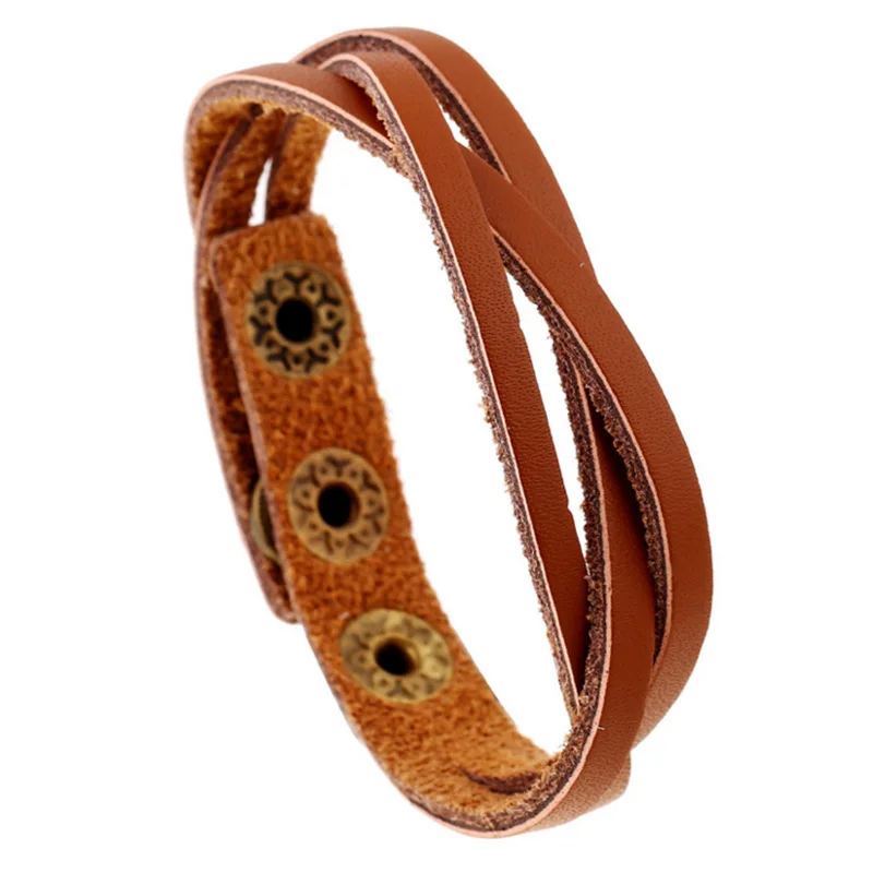 Браслеты из натуральной кожи для мужчин и женщин простые кожаные браслеты