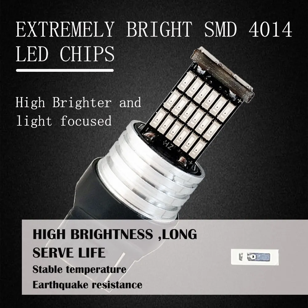 2 шт. светодиодный лампы T20 W21W WY21W 7440 45SMD 4014 Авто обратный резервный DRL автомобилей