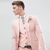 notched lapel pink slim fit wedding men suits groom tuxedos 3 pieces jacketpantsvest bridegroom suits best man blazer