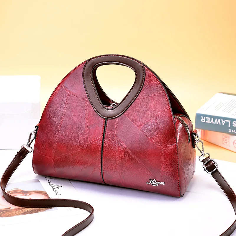 The New Ladies Crossbody Bag PU Leather European And American Fashion Handbag Casual Shoulder Bag Wanzhuang 32X15X18cm