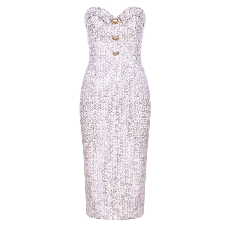 Женское твидовое Бандажное платье без рукавов INDRESSME вечернее Обтягивающее
