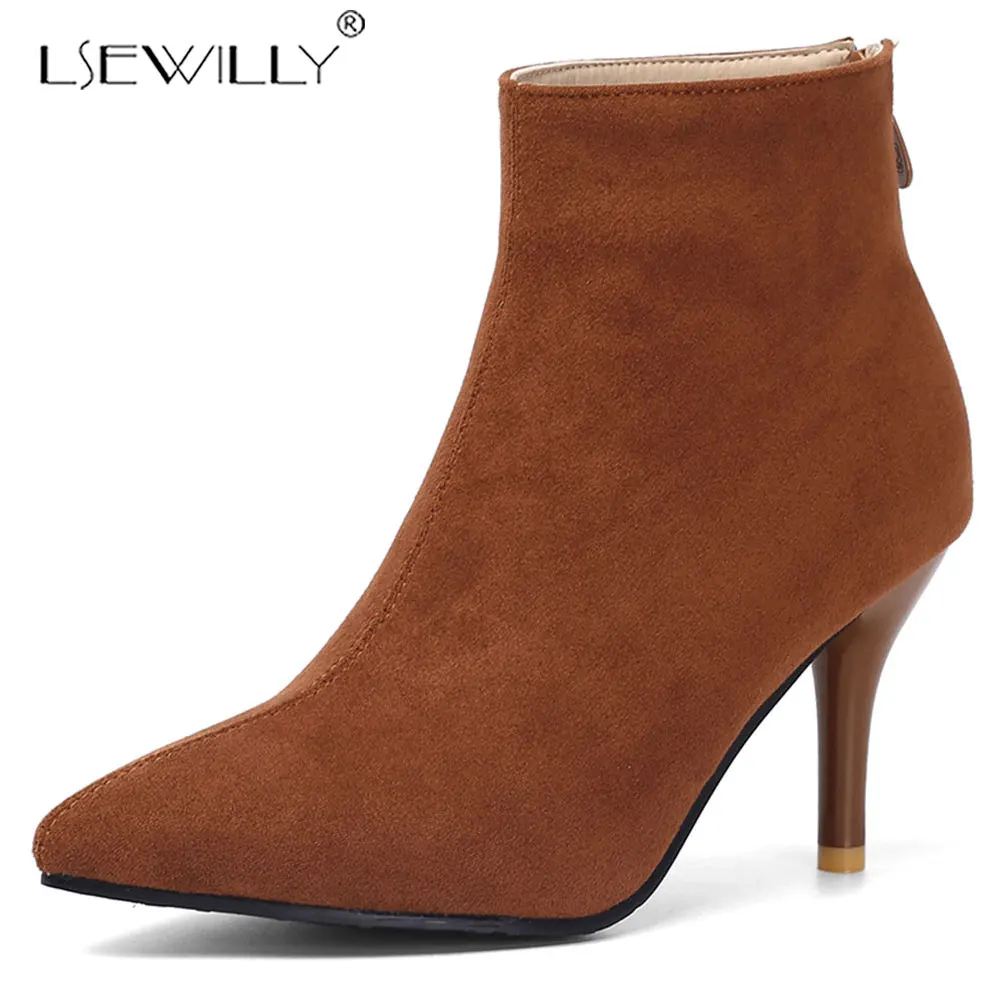 

Lsewilly 2019 Autumn Ankle Boots elegant Women Shoes Pointed Toe sexy Thin High Heel Shoes Woman Boots Female Size 32-46 K117