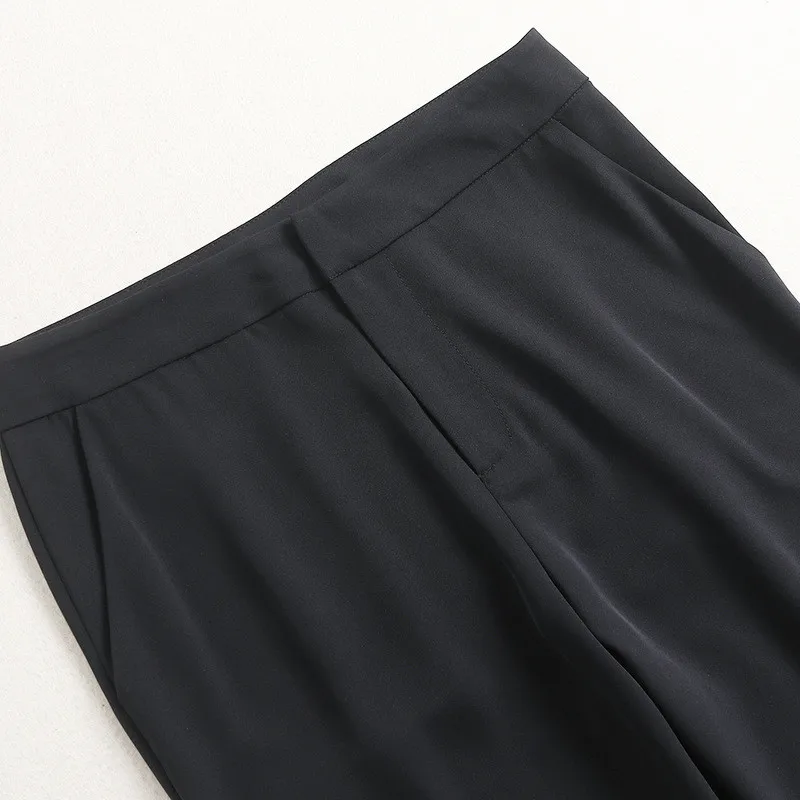 

Spring Elegant Designers Women Two Piece Outfits 2021 Spring Office Lady Mesh Patchwork Blouse and Pants Suit Matching Sets