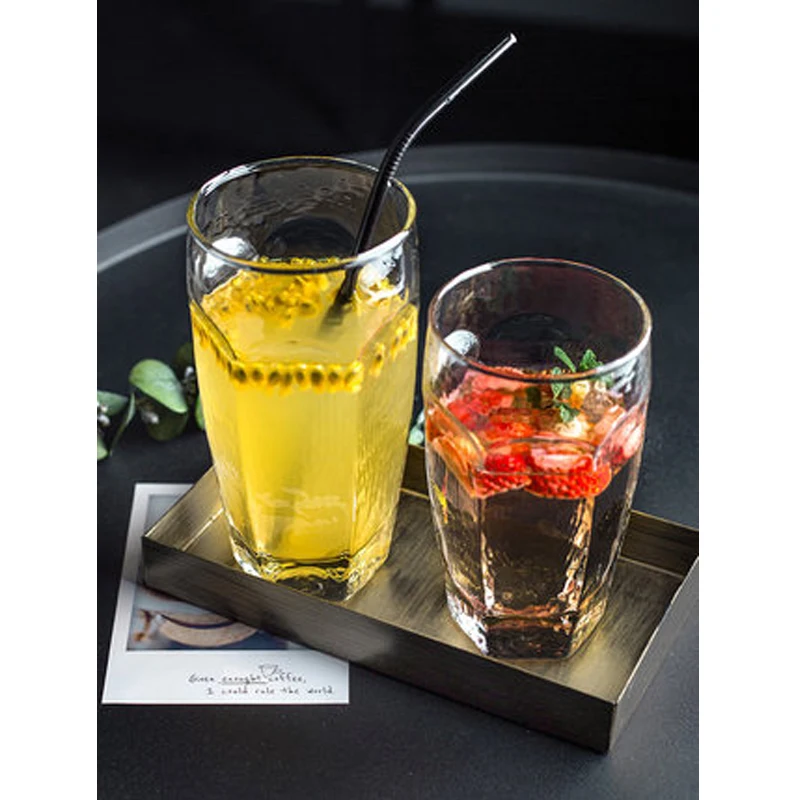 

Glass beer mugLarge-capacity milk glassJuice glassBeverage glassCreative hammer mesh glass water cup