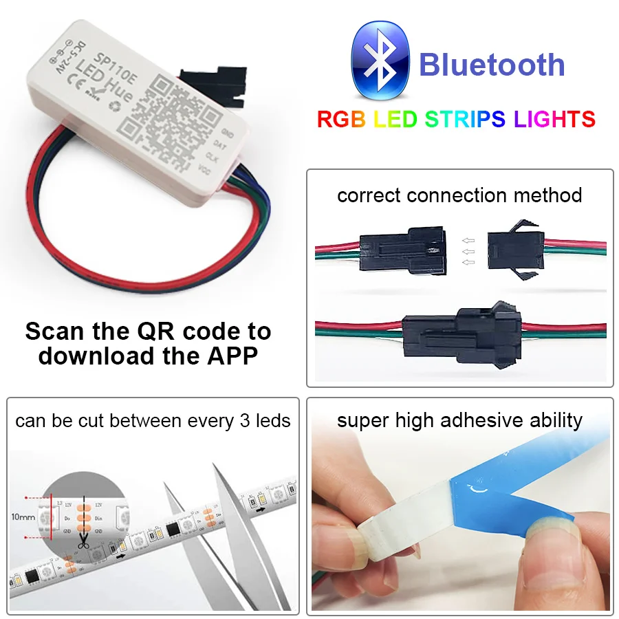 Bluetooth 5 м 10 WS2811 светодиодная полоса освесветильник индивидуально Адресуемая