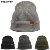 mens and womens knitted hats fallwinter patch without eaves hat knitted woven outdoor warm ear protection hedging cap