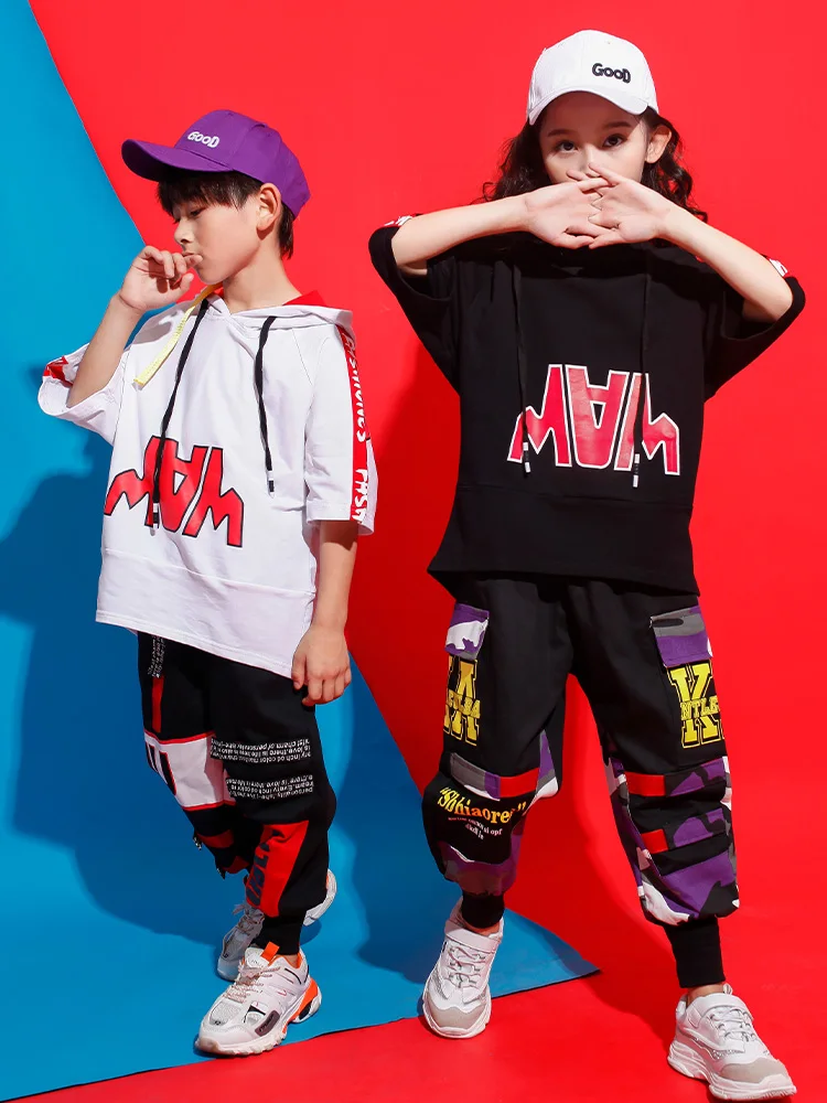 Детский свободный Укороченный свитшот в стиле хип хоп толстовка штаны для