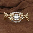 Женское кольцо с фианитом, кольцо цвета розового золота с цветком, обручальное кольцо с фианитами, ювелирные украшения для свадьбы