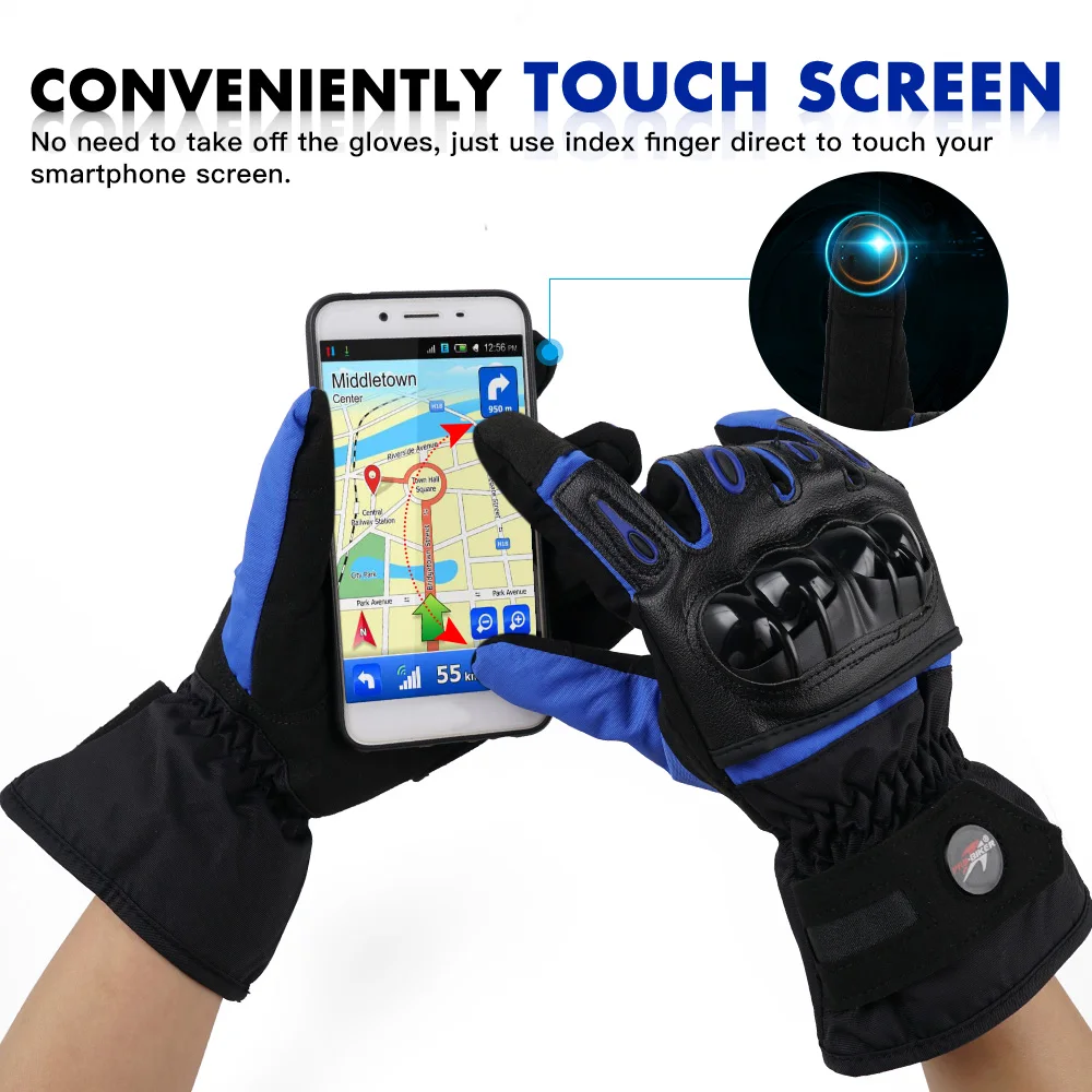 Мотоциклетные перчатки зимние водонепроницаемые для сенсорного экрана из