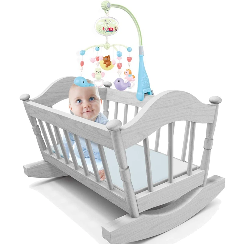 

Baby Musical Crib Mobile with Projection and Night Light Infant Bed Decoration Toy Hanging Rotating Bell for 0-24 Months