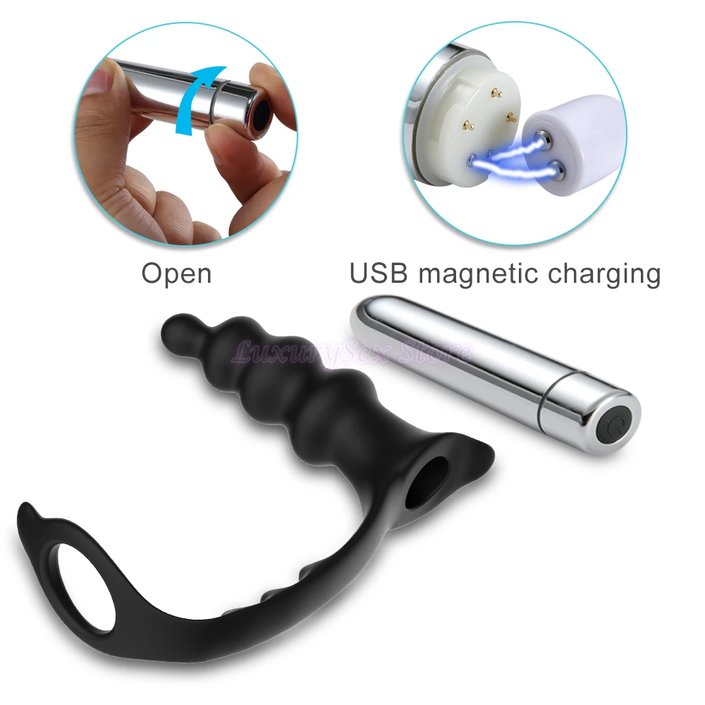 Анальная пробка кольцо для пениса вибратор мужчин массажер простаты анальные