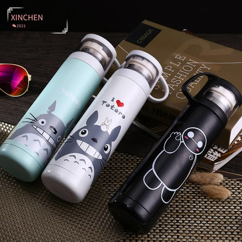 

500ml Stainless Steel Thermos Bottle Thermos Totoro For Kids Child Vacuum Thermo Mug Winter My Bottle Termos Cat Mug