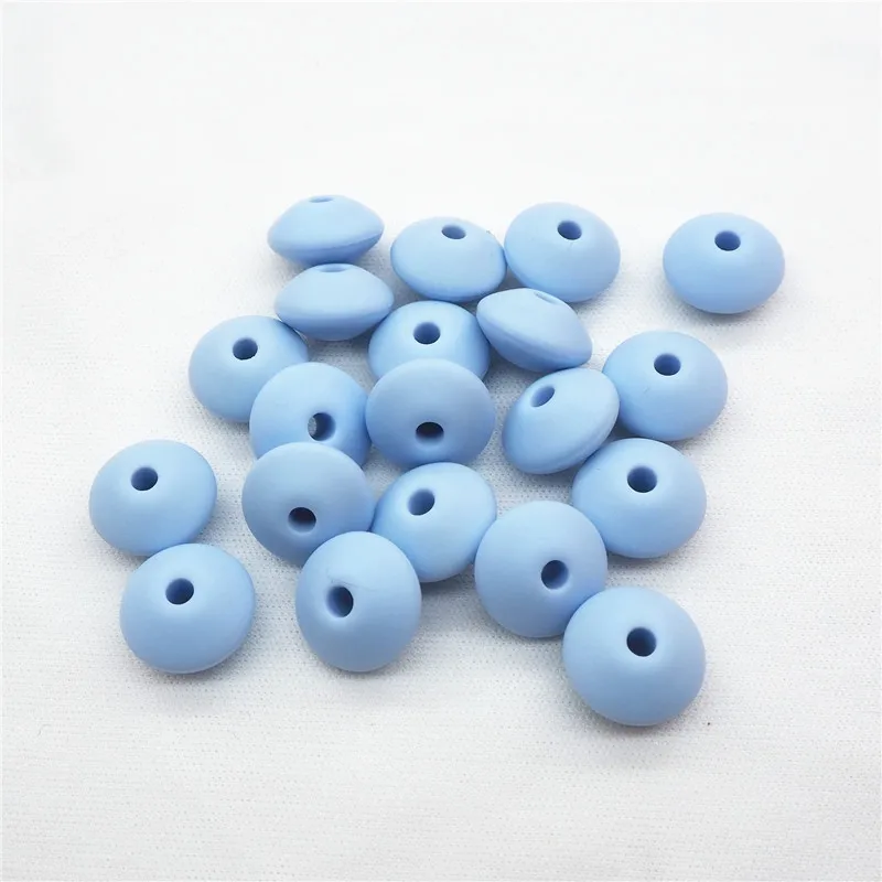 Pastel Blue Chenkai 50 шт. силиконовые бусины в форме чечевицы DIY Baby Abacus подвеска-прорезыватель успокаивающие украшения изготовление аксессуаров бусины 12x7 мм BPA бесплатно - Цвет: Pastel Blue