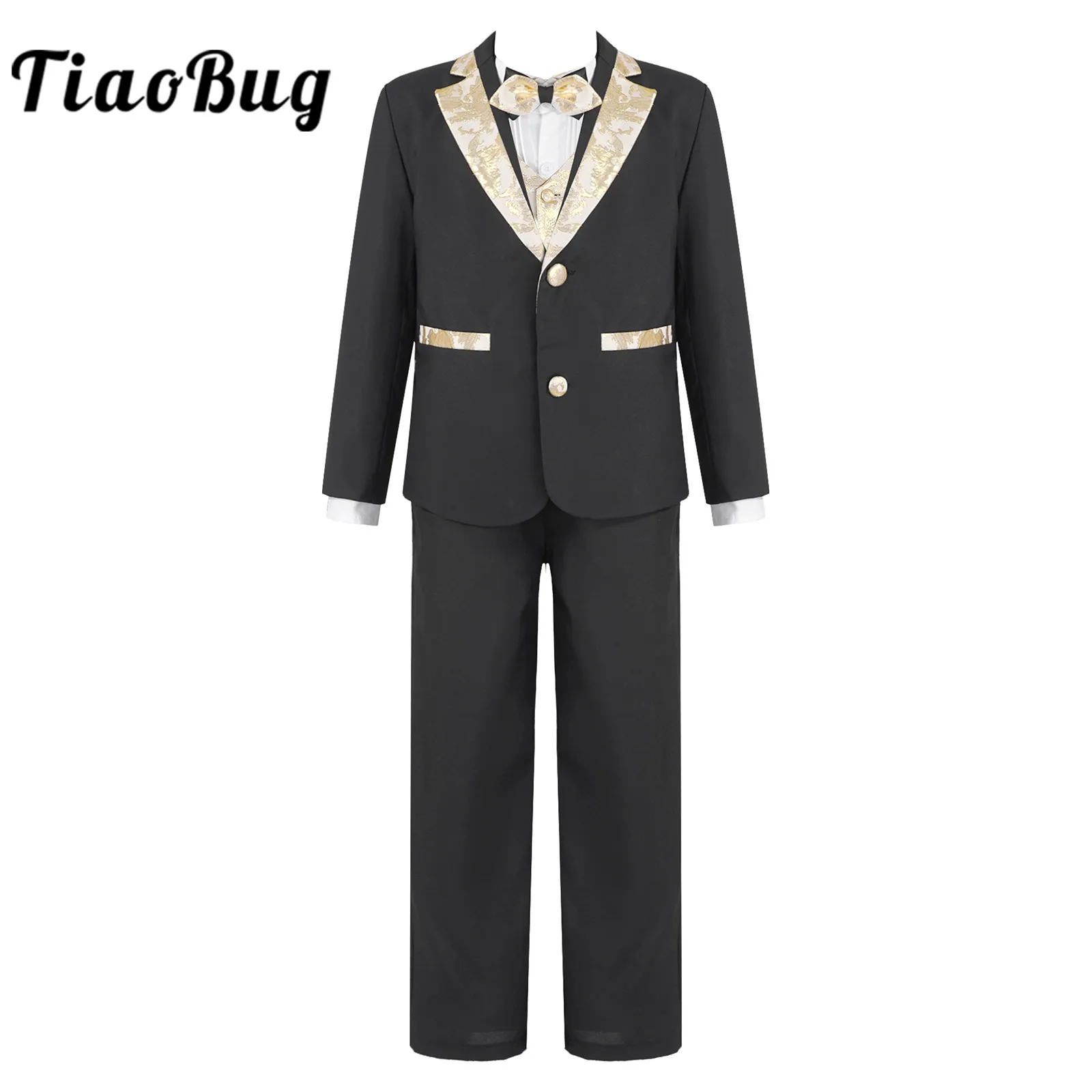 

Wedding Boy's Suits Kids Boy Jacquard Gentleman Suit Flower Boys Formal Dress Outfits Birthday Party Children Wedding Costume