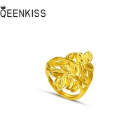 qeenkiss rg517 fine fashion jewelry wholesale fashion hot woman lovers birthday wedding gift olive leaf 24kt gold resizable ring