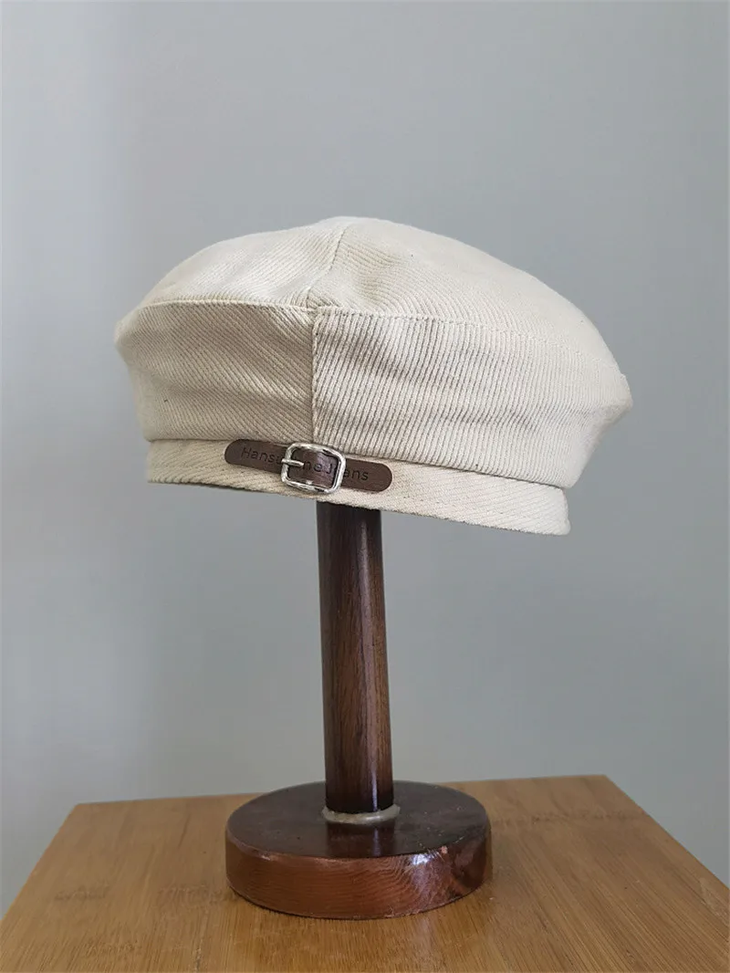 

202107-moh new autumn classic pu belt logo street beret hat men women Leisure painter hat