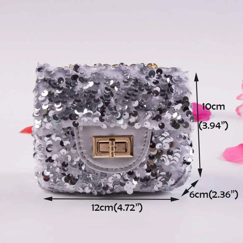 Детская сумка через плечо с блестками маленький серебряный Сумочка сумки для