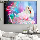 Алмазная вышивка Лебеди парные цветы алмазная Картина Вышивка крестом 5d полная дрель стразы набор крестиков Алмазная мозаика