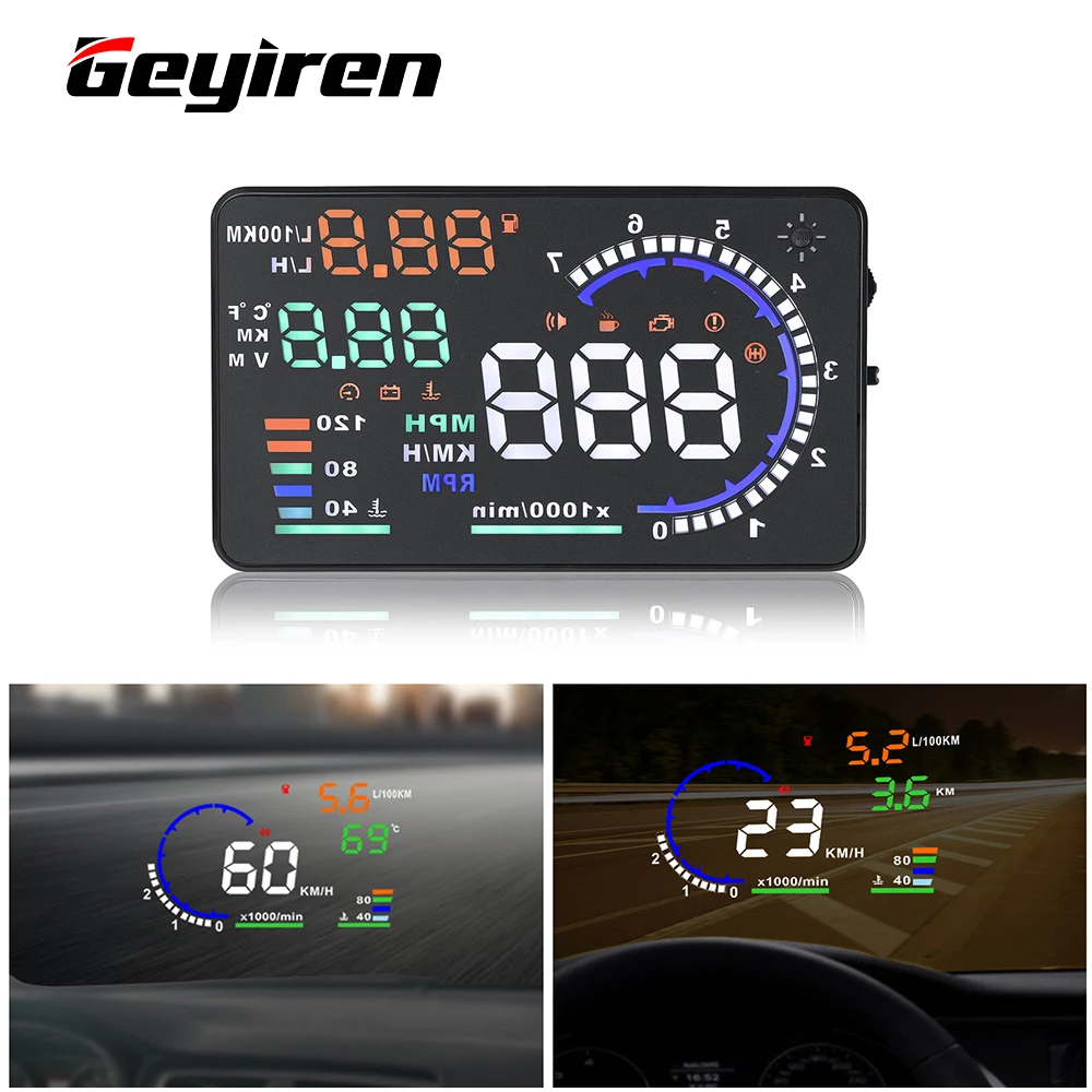 Диагностический сканер WIIYII OBD2 на лобовое стекло 5 дюйма A8|Проекционный дисплей| |