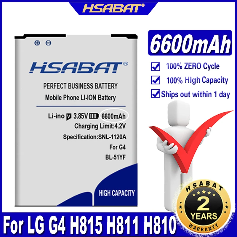 Аккумулятор 6600 мАч для LG BL-51YF HSABAT G4 H810 VS999 V32 VS986 LS991 F500 F500S F500K F500L H815 H81 H818 H819 |