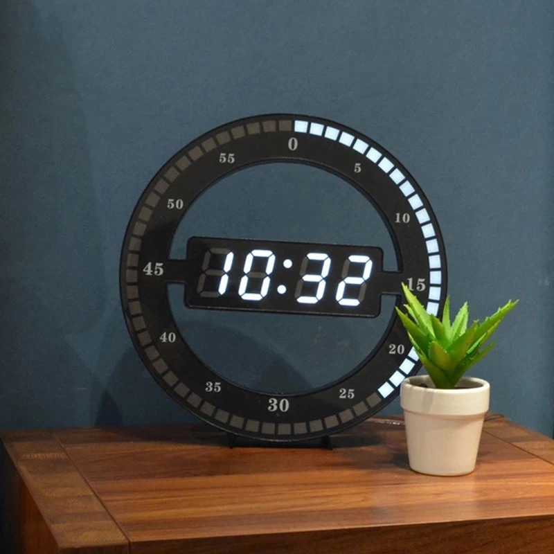 

3D Luminous Digital Wall Clock LED Mute Electronic Wall Clock Multifunctional Temperature Electronic Date Wall Clock Home Decor
