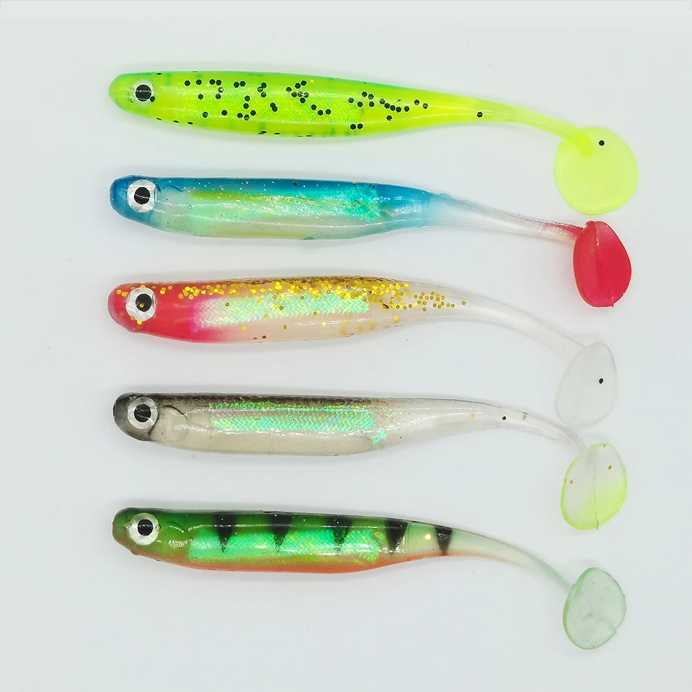 5 шт Мягкие блесны для рыбалки (9 см) 5g воблеры силиконовый Swimbait 3D глаза T Хвост