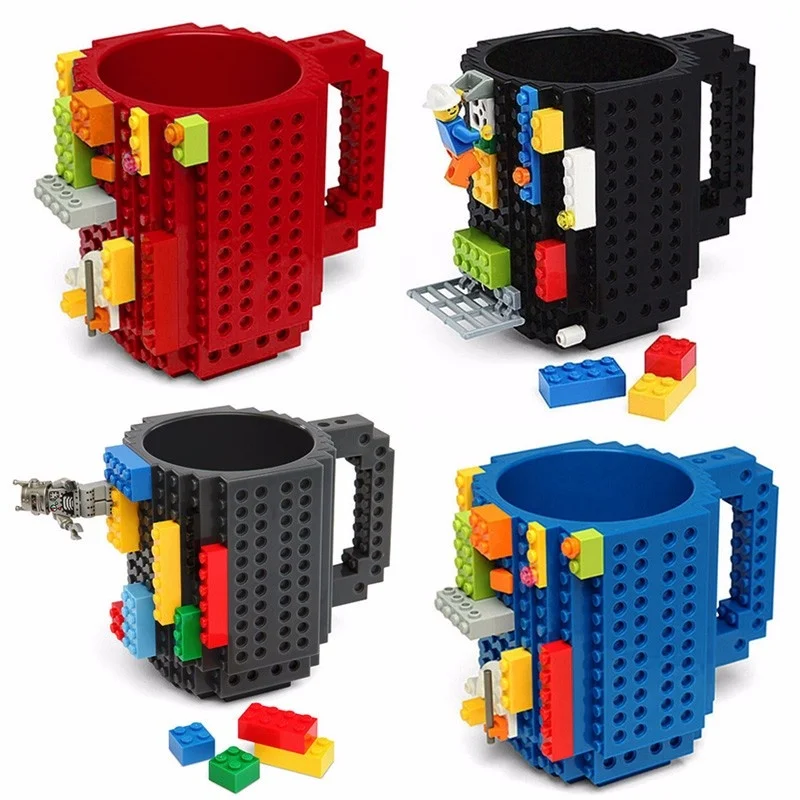 

Creative Mug Cup Building Blocks Set DIY Build-on Brick Toys For Children 350ml Milk Coffee Water Cups Educational Toys Kid Gift