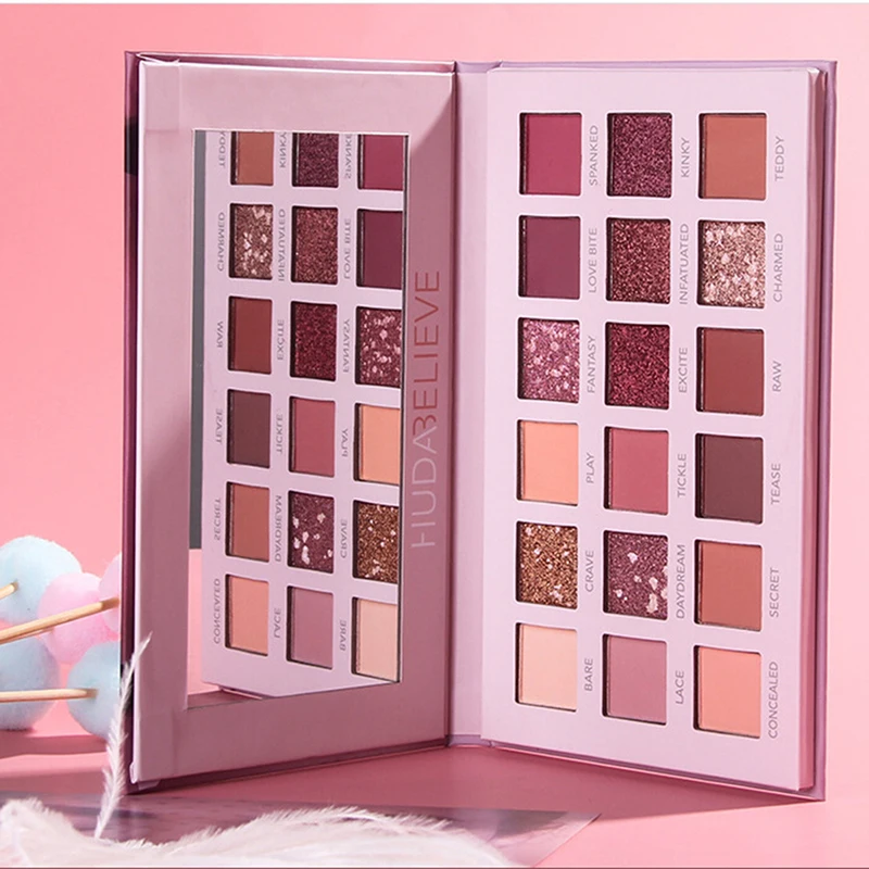 

18 Colors Eyeshadow Makeup Lasting Non-Dressing No Blooming Diamond Pearlescent Eyeshadow Palette Earth color Matte Nude