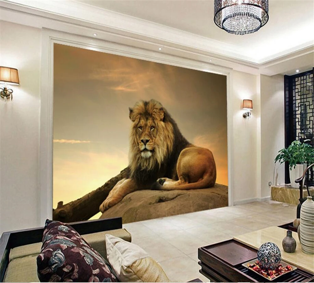 Большой 3D Фотофон с рисунком льва для телевизора гостиной спальни украшения