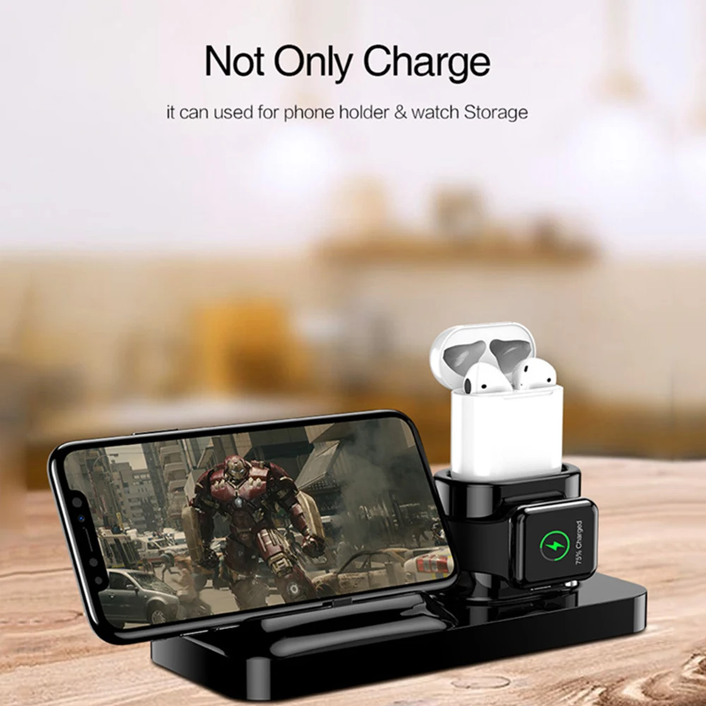 Супер практичная 3-1 Магнитная зарядная подставка для IPhone Iwatch Airpods высокое