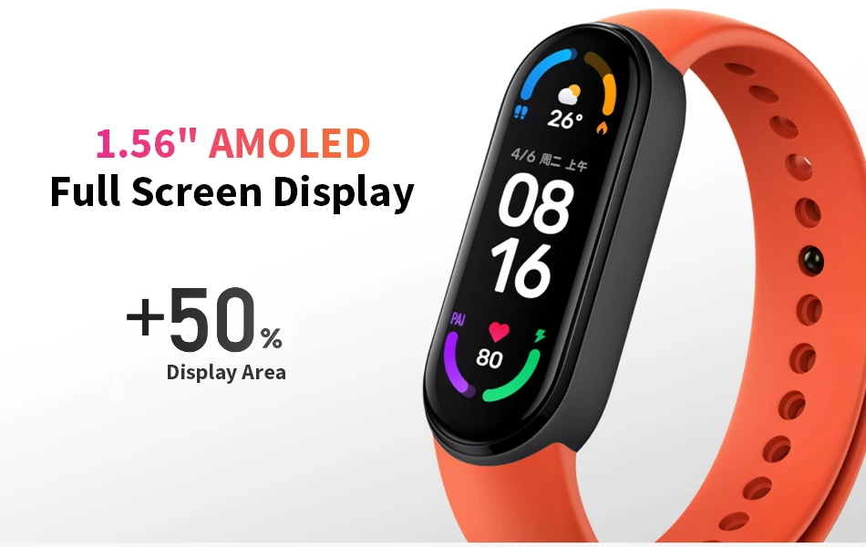 Смарт браслет Xiaomi Mi Band 6 спортивный водонепроницаемый фитнес трекер с AMOLED экраном