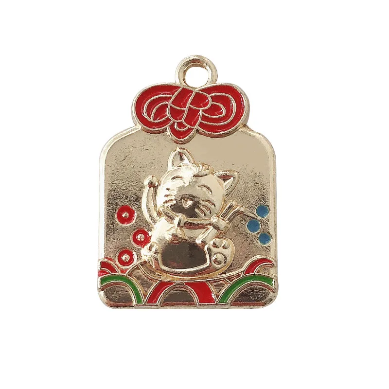 

Creative alloy drip oil diy accessories good luck safe blessing brand handmade pendant lucky cat accessories blessing