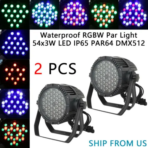 

2 шт. RGBW сценический светильник, водонепроницаемый 54x3 Вт IP65 Светодиодный DMX клуб DJ шоу светильник ing US