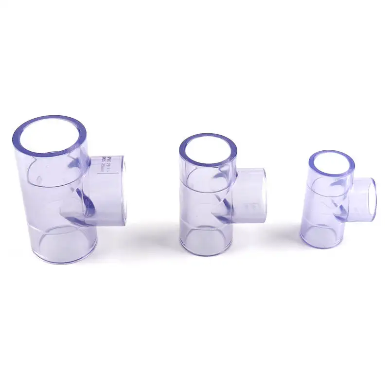 

5pcs PVC Transparent Tee Connector Inner Dia 20/25/32mm Blue PVC Joints for Garden Water Pipe High Quality UPVC Fittings