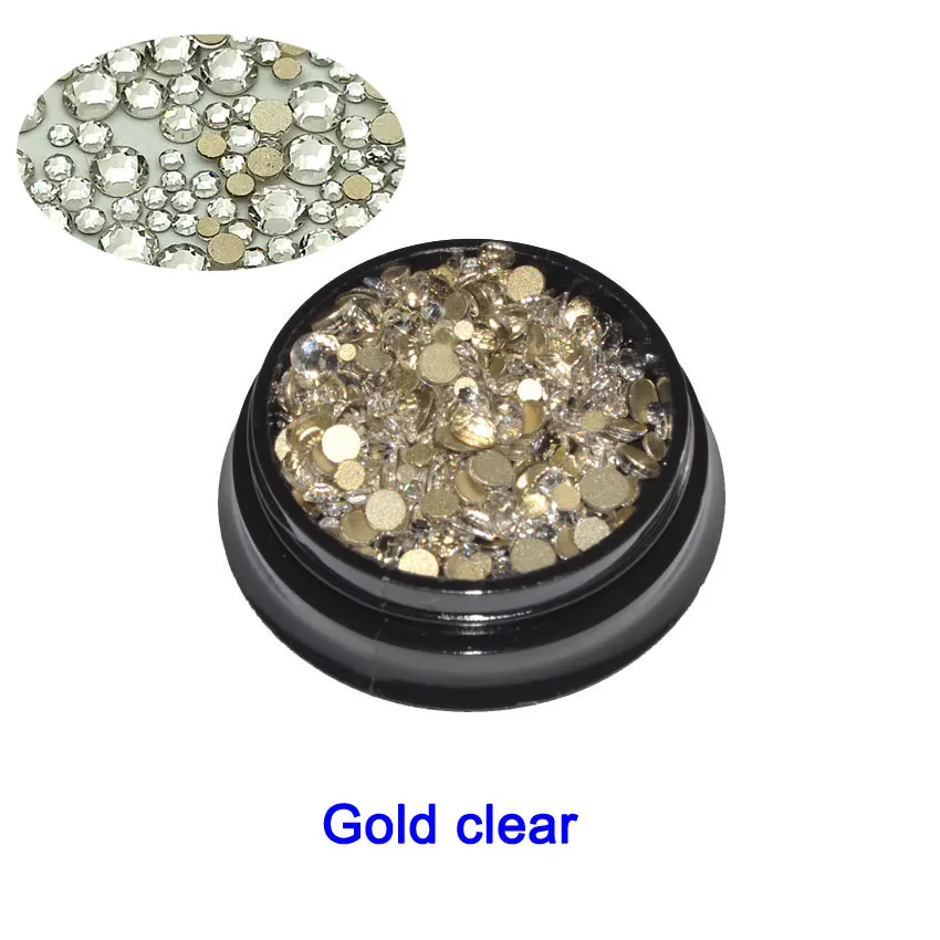 gold clear 1 коробка кристаллы опаловые Стразы для ногтей разные размеры стеклянные опаловые стразы аксессуары для ногтей Стразы 3D украшения для ногтей - Цвет: gold clear