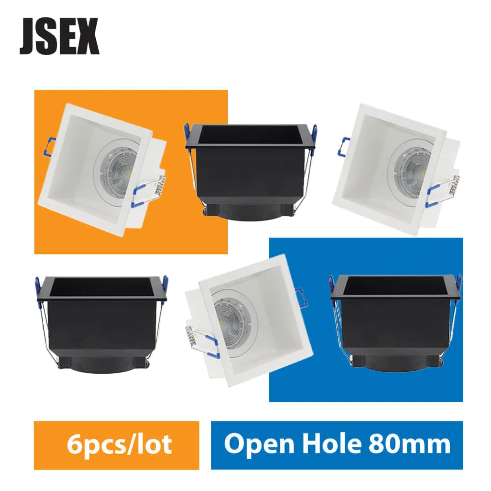 

Встраиваемые потолочные светодиодные светильники 6 шт./лот, квадратная форма, вырез 80 мм, с открытым отверстием, алюминиевые, черные, белые, ...