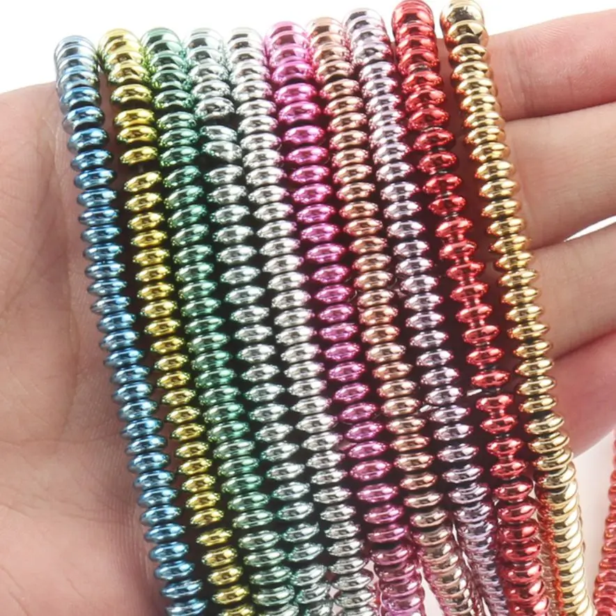 

Бусины Из Натурального Гематита с гранями, плоские и круглые камни, разноцветные Круглые бусины с отверстием для изготовления ювелирных из...