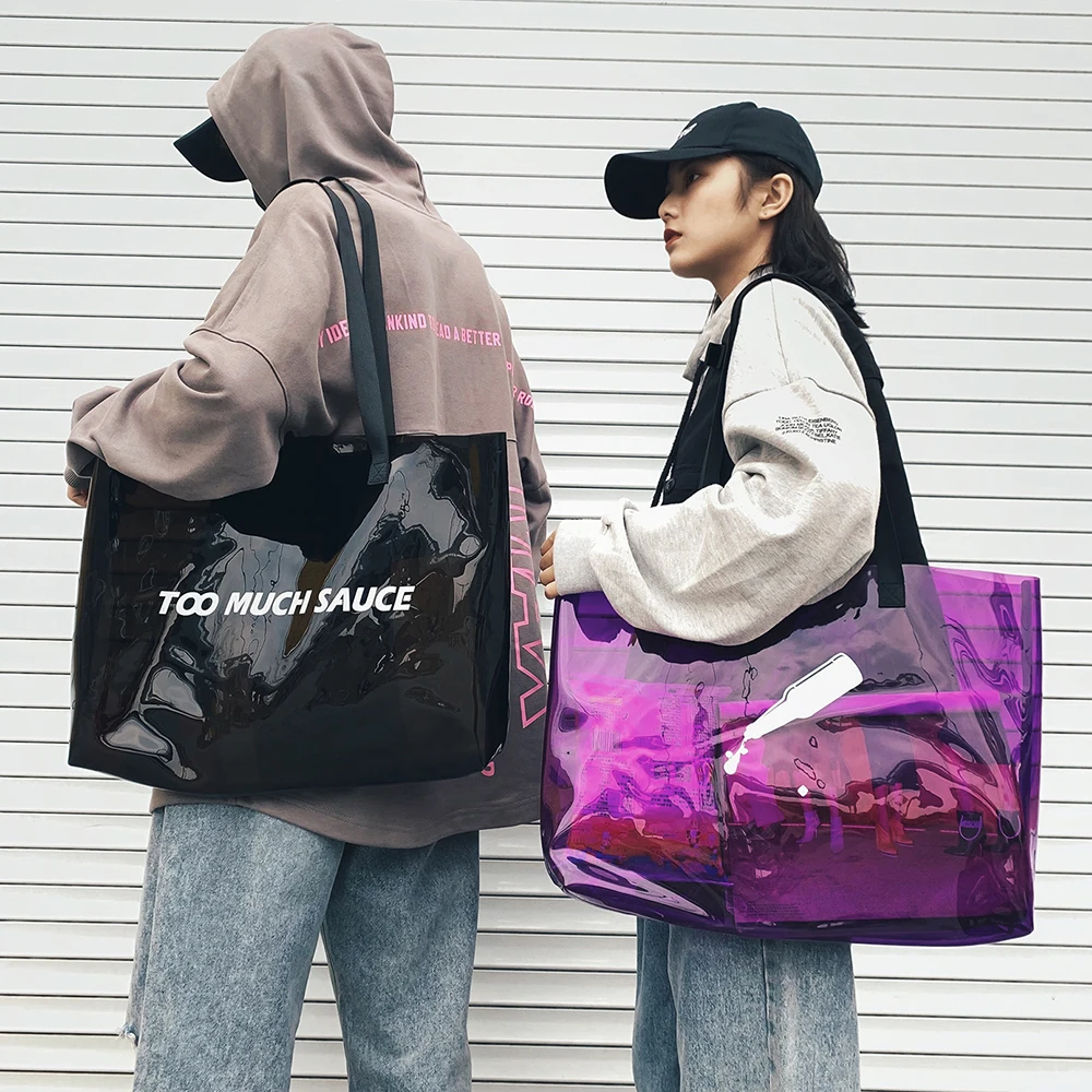 Модная Новая прозрачная сумка для женщин большая летняя пляжная сумочка из ПВХ