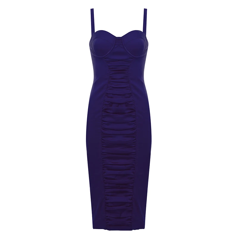

Beateen Women Sexy Spaghetti Strap Push Up Ruched Midi Party Club Dress 2019 New Fashion Sleeveless Bodycon Satin Vestidos