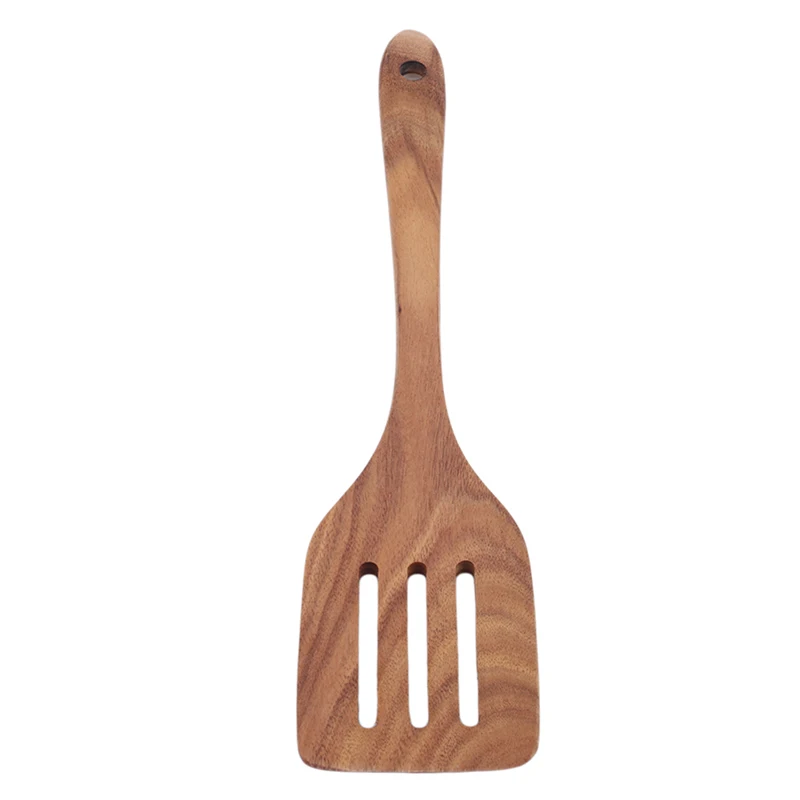

Teak Natural Wooden Tableware Spatulas Turners Long Handle Non-stick Kitchen Cooking Special Shovel Spatula Kitchen Tool Kits