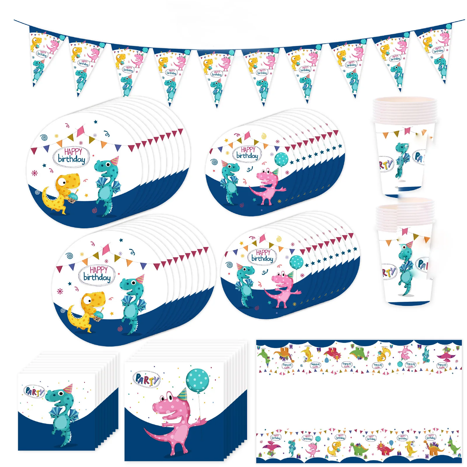 Набор одноразовой посуды в виде динозавра бумажные тарелки чашки салфетки