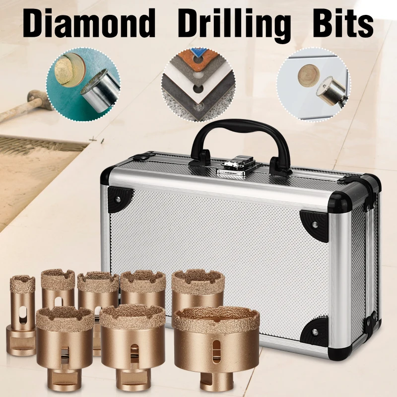 20-68mm Tile Drill Set For Tiles Diamond Vacuum Brazed Dry Drilling Core Bits M14 Thread Crown Porcelain Ceramic Tile Drill Bits