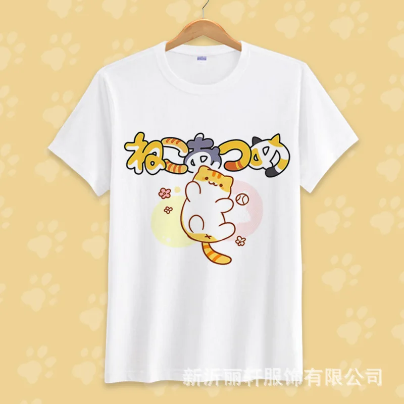 1 шт. Neko Atsume Cat модные футболки &quotАниме&quot Повседневная рубашка с короткими