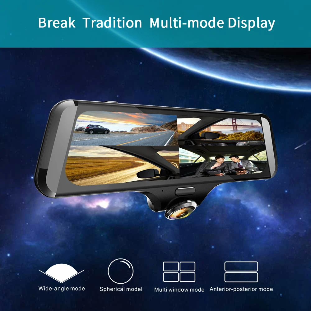 Maiyue star 1" 360 градусов панорамный 5 сторонний без мертвых углов HD Автомобильный видеорегистратор полный экран потоковая передача медиа сенсорный экран ЖК-дисплей приборная панель камера